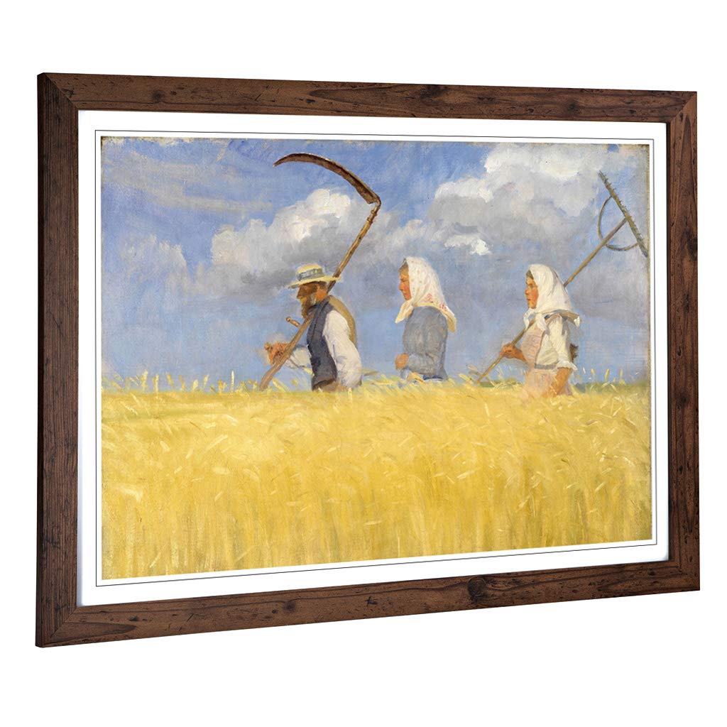 Big Box Art Framed Print of Anna Ancher Harvesters Design | Wall Art Picture | Home Decor for Kitchen, Living, Dining Room, Lounge, Bedroom, Hallway, Office, Walnut, A2 / 24.5x18 Inch / 62x45cm