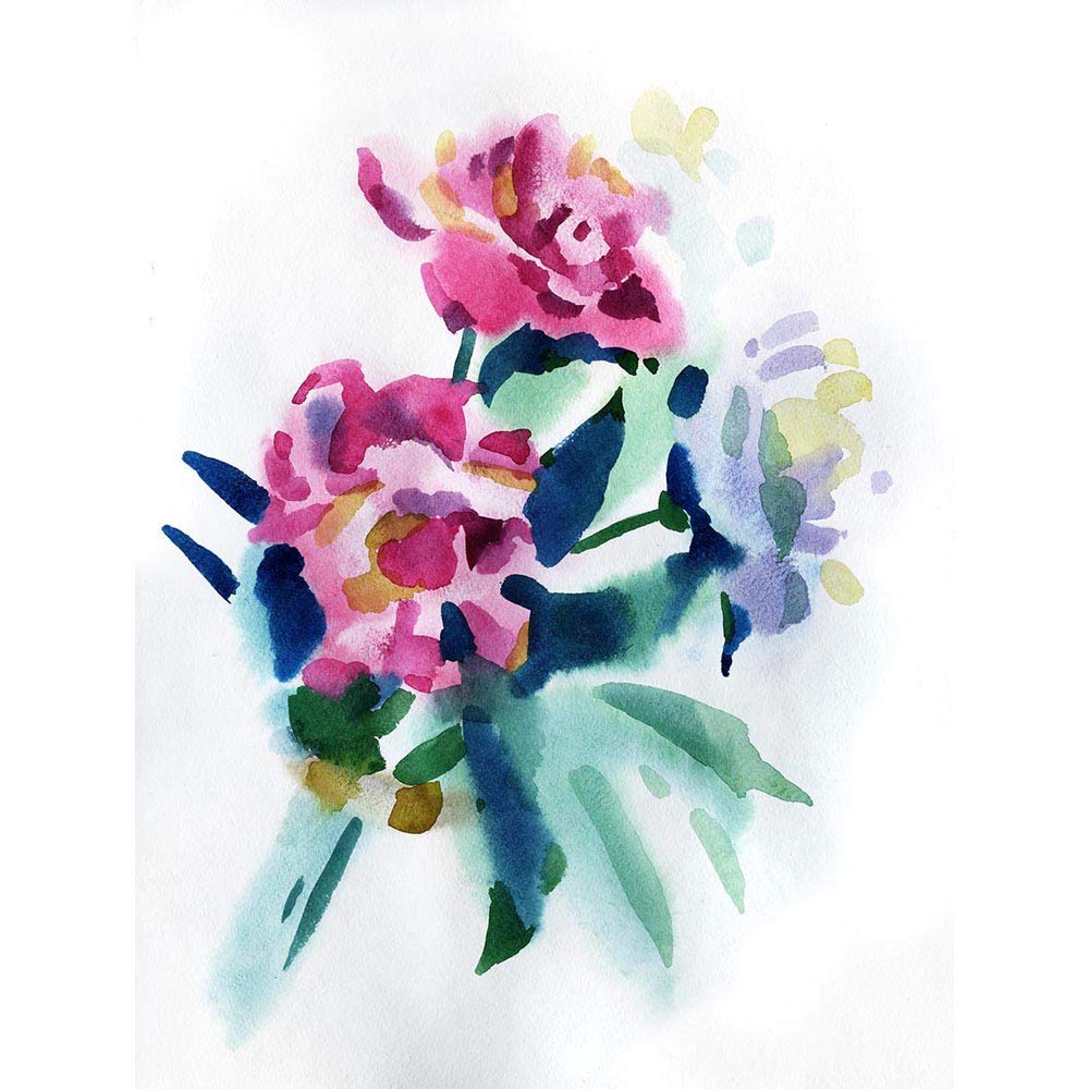Wee Blue Coo Flower Watercolour Peony Art Print Poster Wall Decor 12X16 Inch