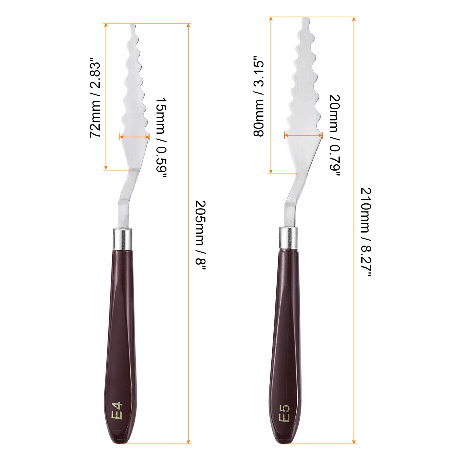 HARFINGTON 2pcs E4 E5 Painting Palette Knife Set Stainless Steel Art Spatula Painting Pallet Knives Scrapers Tools with Plastic Handle for Acrylic Oil Canvas Mixing Spreading