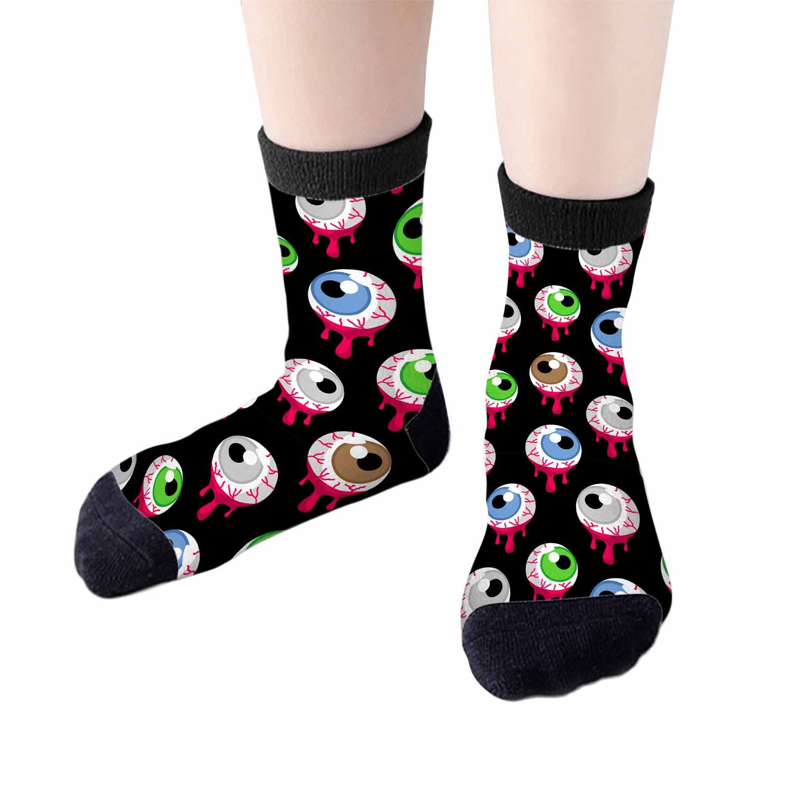 Red Striped Crew Socks for Woman Size 6-8 Christmas Tree Moose Snowflake Dots Lines Girls Socks