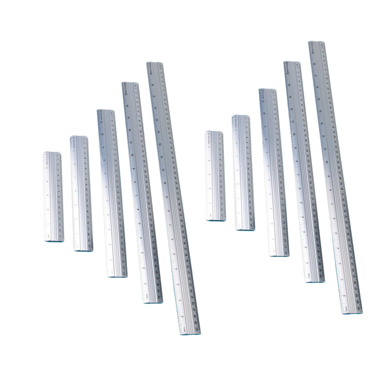 Gadpiparty 3 Set Righello in Alluminio Angolo in Alluminio Righello Chiaro Elettronico Nastro Di Trasferimento Per Vinile Marcatore Squadra Da Carpentiere Metro Regola Silver 10 Pezzi * 3