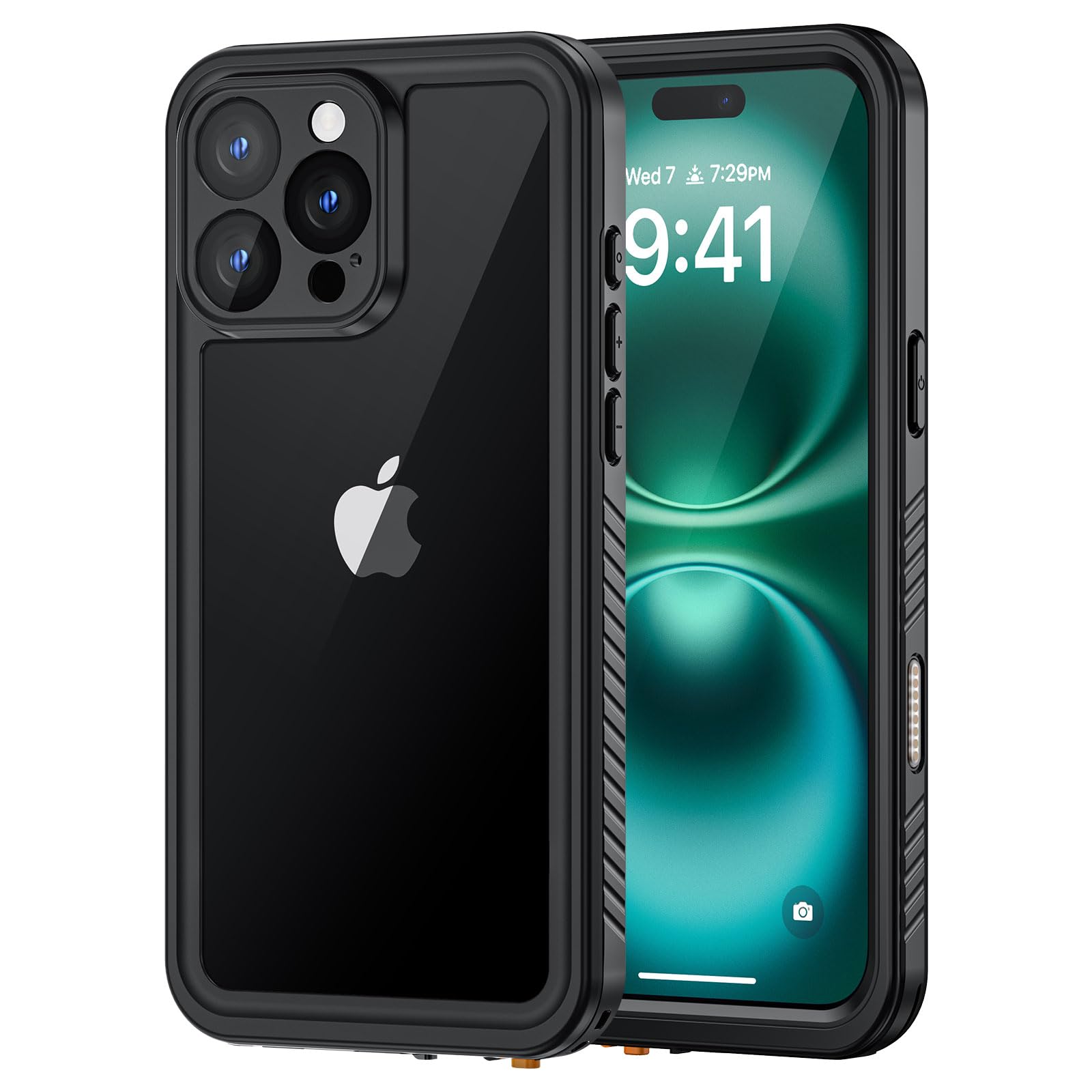 Lanhiem for iPhone 16 Pro Waterproof Case, Dustproof Case Built-in Screen Protector & Camera Protection, 360 Full Body Heavy Duty Waterproof Phone
