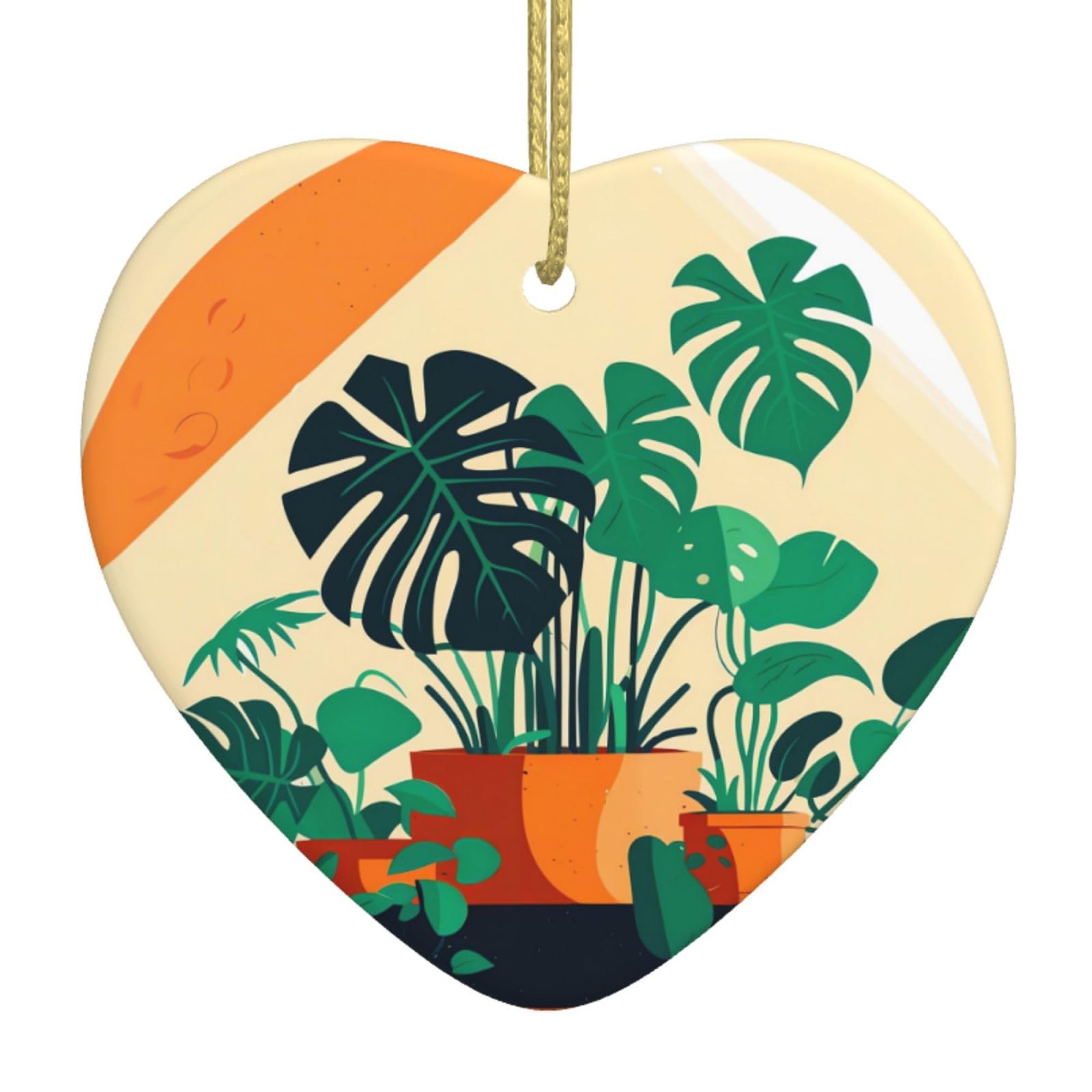 Cartoon Turtle Back Bamboo Ceramic Christmas Heart Pendant with Silk Thread, Christmas Tree Home Decoration