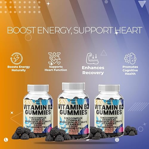 Miniatura 2 de Gomitas de vitamina B2 sin azúcar con CoQ10, citrato de potasio, glicinato de magnesio, B12 para hombres, mujeres, corazón, energía, apoyo muscular