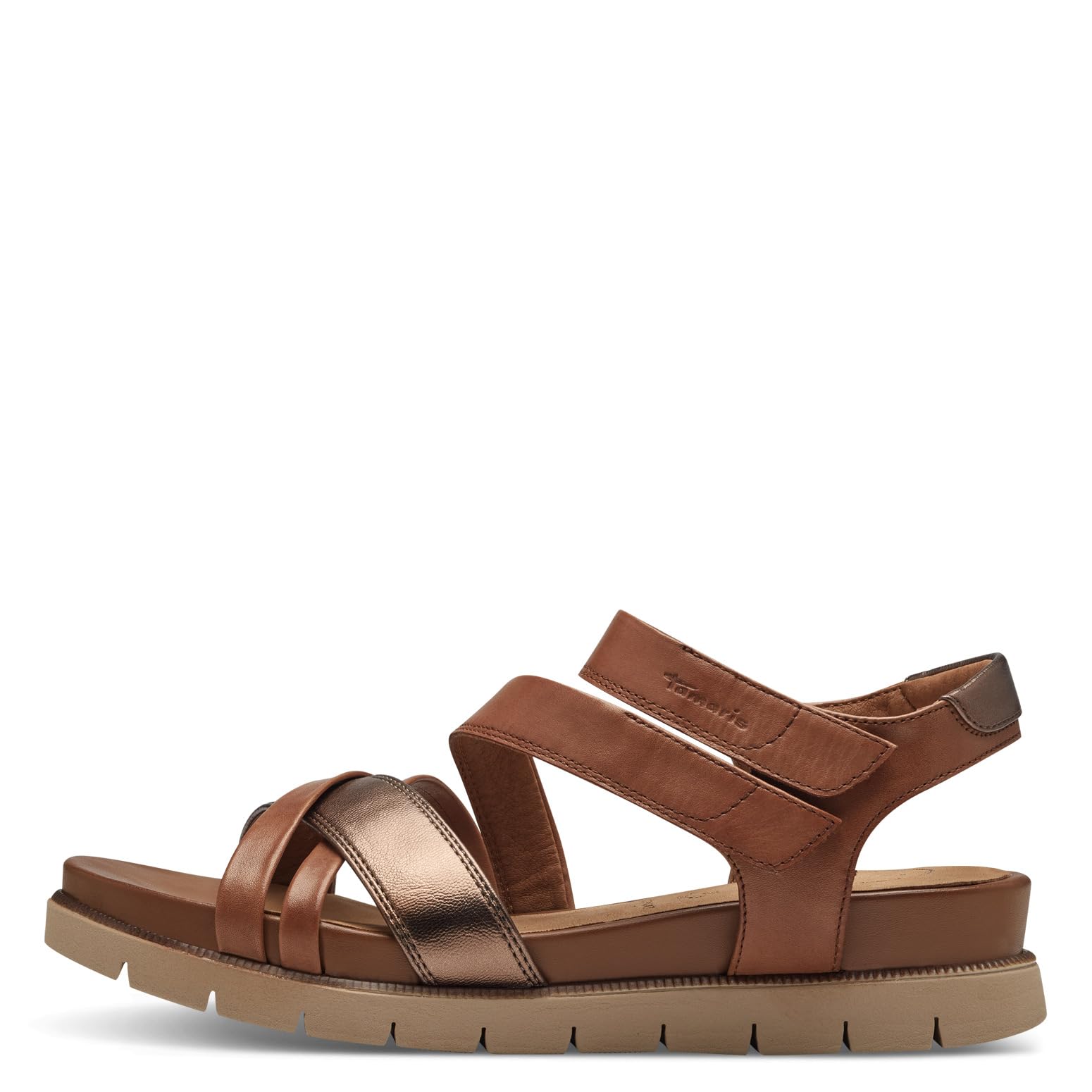 Tamaris Comfort Sandali da Donna Bassi in Pelle con Chiusura a Strappo