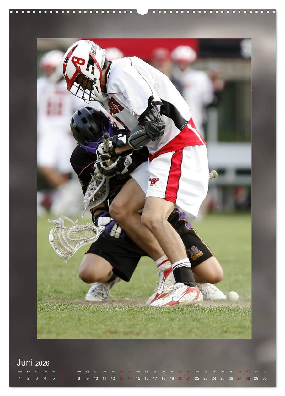 Teamsport - LACROSSE (Wandkalender 2026 DIN A2 hoch), CALVENDO Monatskalender: Aufregende Spielszenen aus der Welt des Lacrosse (CALVENDO Sport)