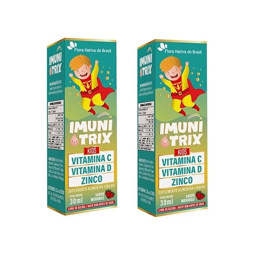 KIT 2 Imunitrix Kids (Vit. C +D+Zinco) 30ml Sabor Morango - Flora Nativa