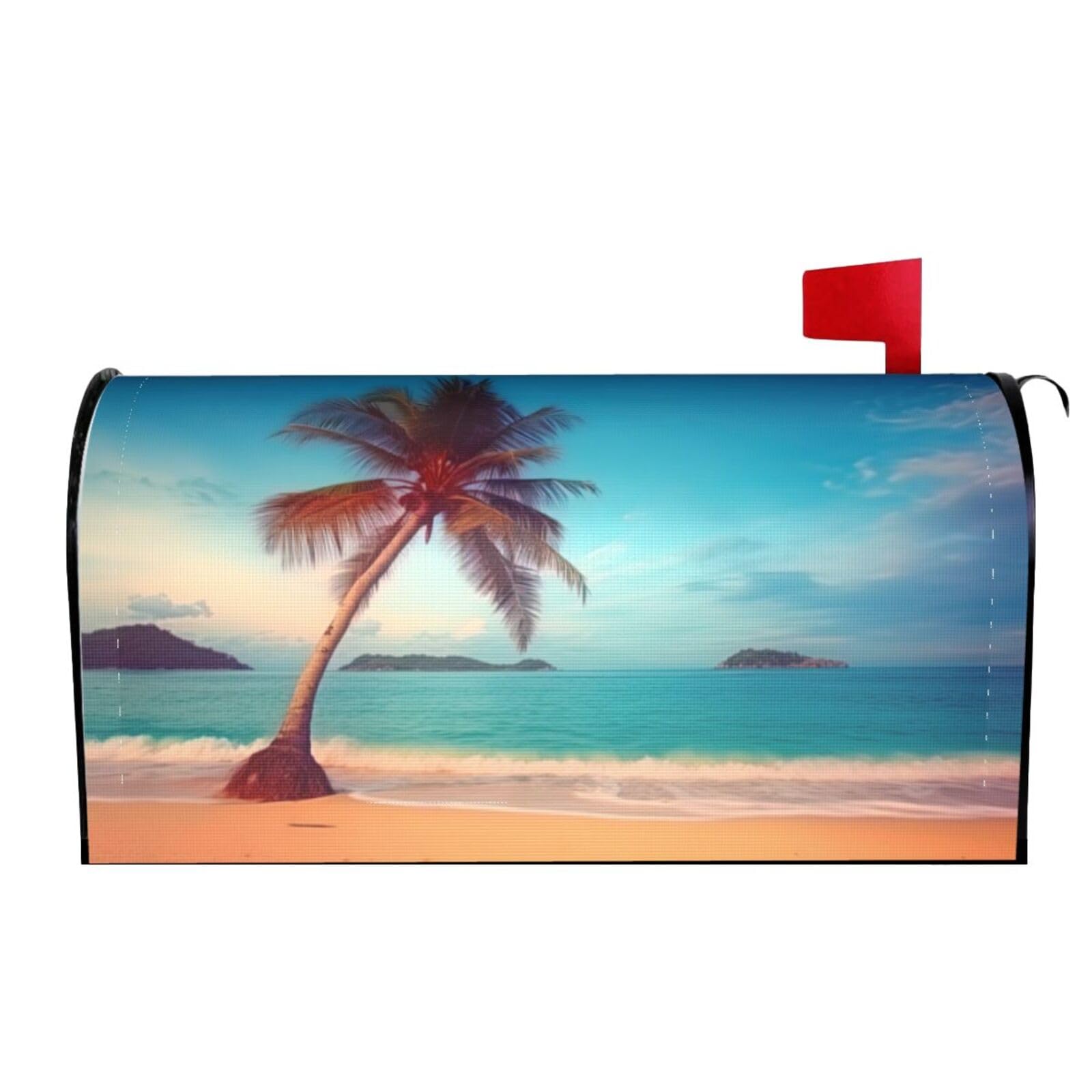 Ocean Sunrise Tropical Palm Tree Island Hawaiian Waves 03 Mailbox Covers Magnetic Wraps Post Letter Box Cover Garden Home Decor