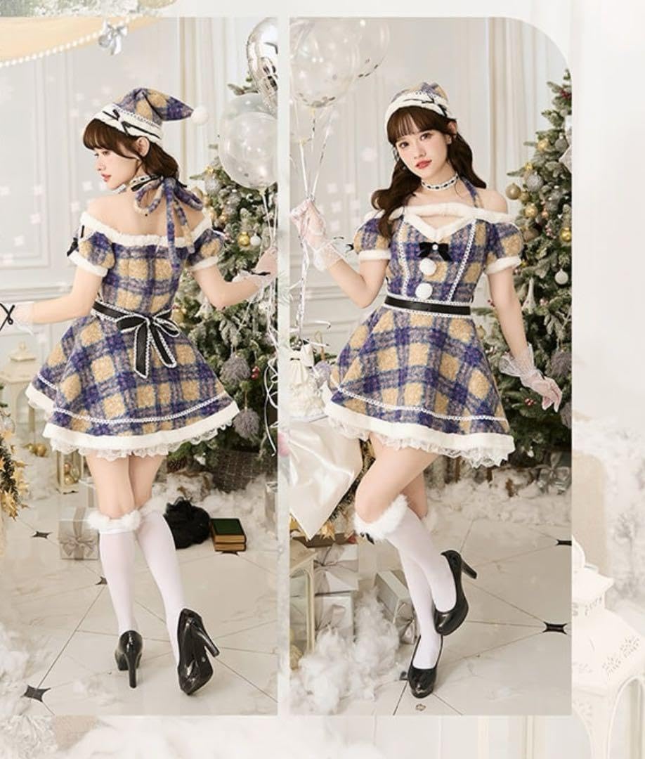 マリームーン ホリデーチェックサンタ ブルー 1～3営業日で発送】ホリデーチェックサンタ《クリスマスコスプレ7点