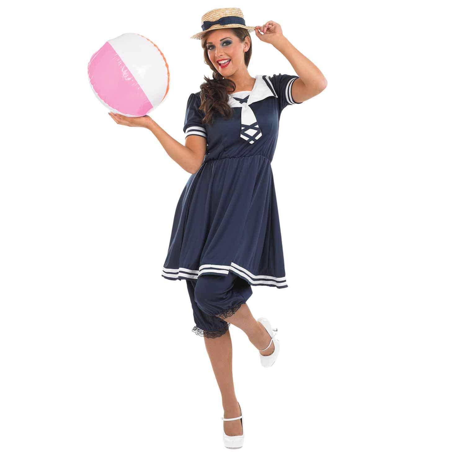 Buy Womens 1920s Bathing Suit Costume Victorian Historical Halloween