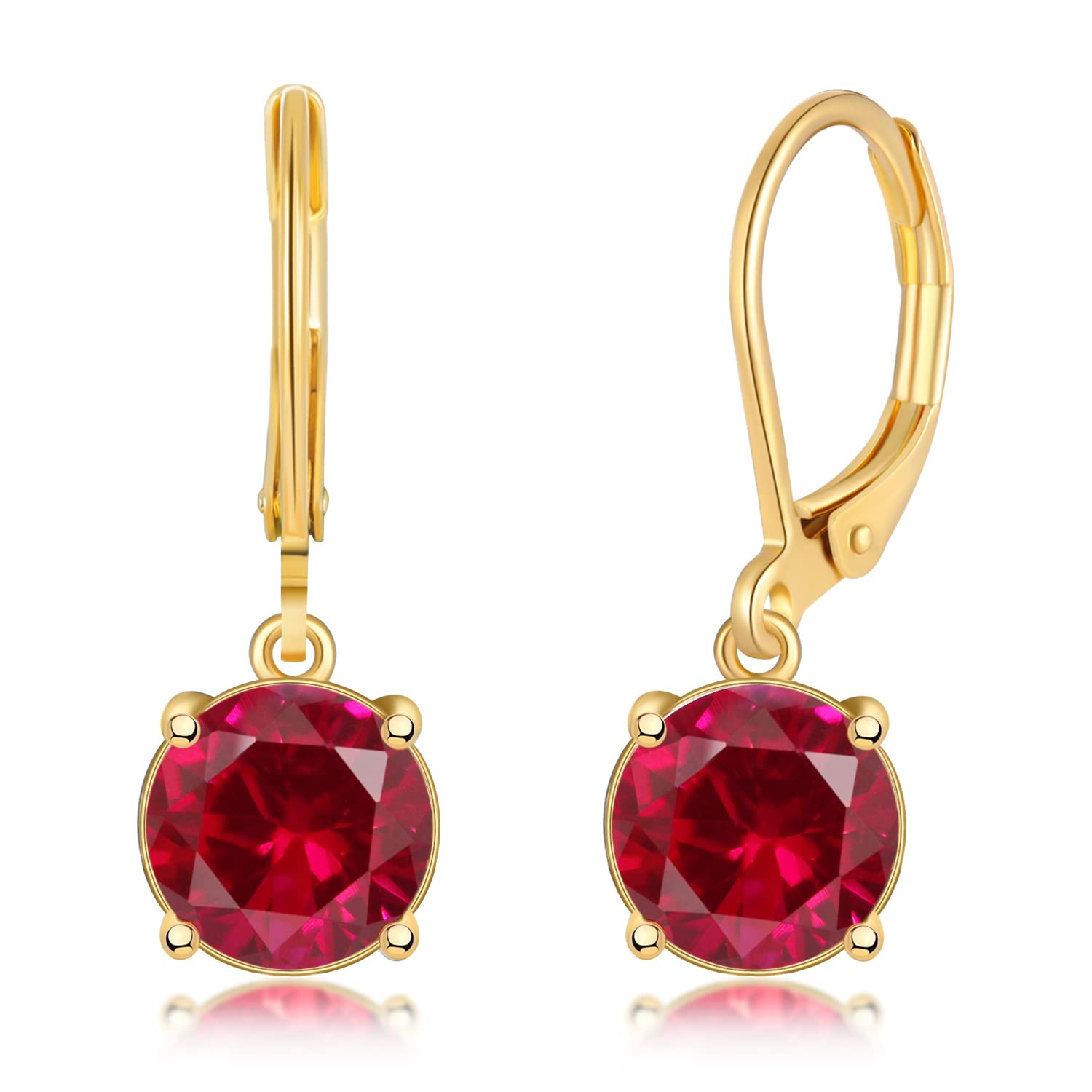 Leverback Dangle Earrings Created Crystal Drop Earrings Gold Plated Jewelry Gift for Women Girls 8mm