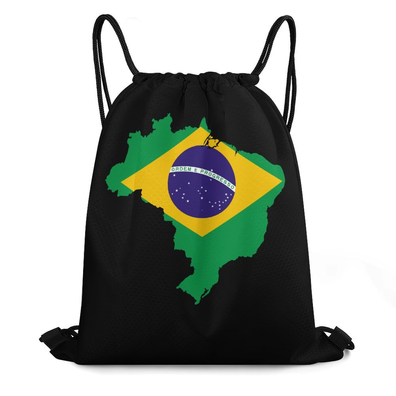Flag Map of Brazil Drawstring Backpack Durable Sport Gym Bags Daypack for Men Women 35 * 42cm