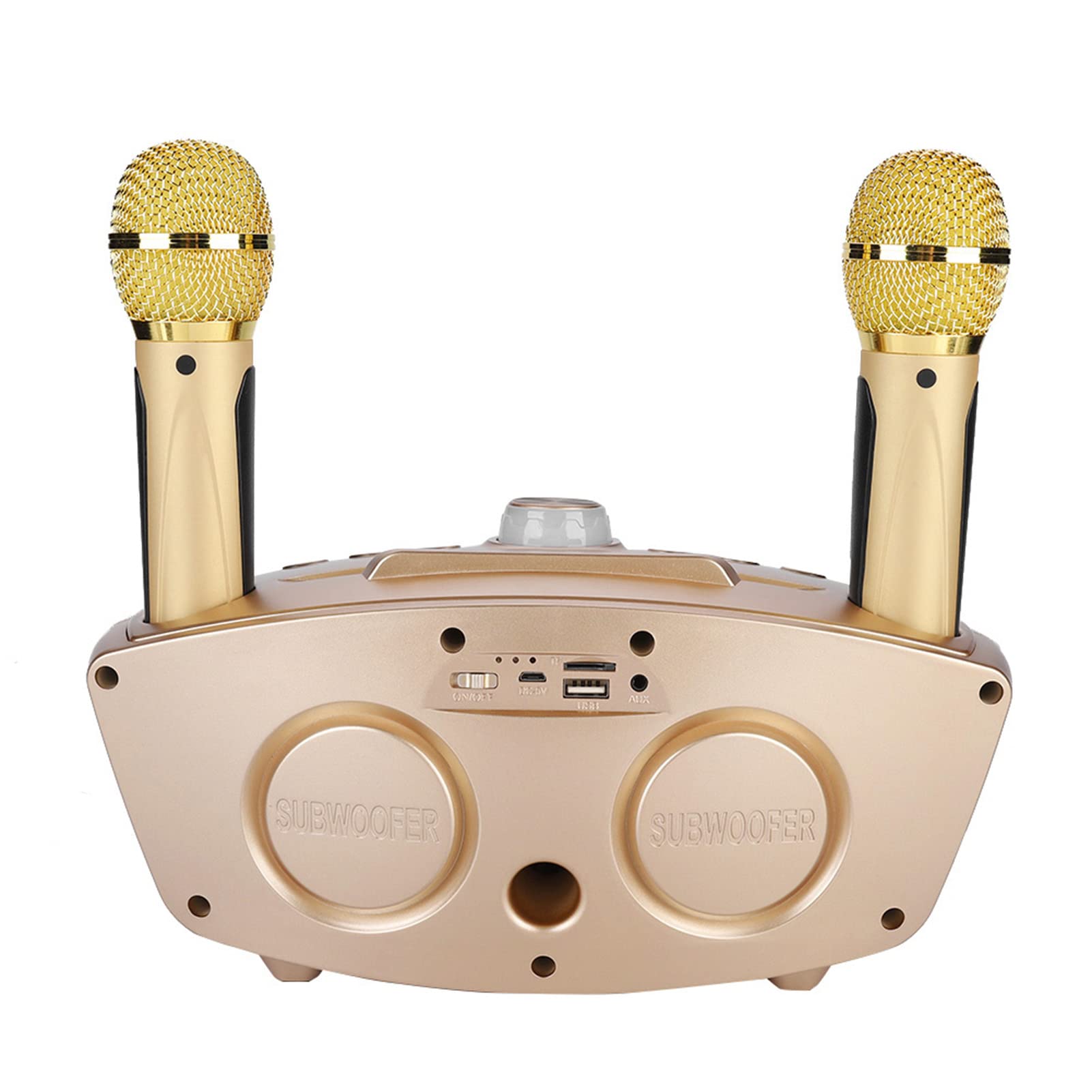 Urządzenie do Karaoke Dla Dorosłych I Dzieci Septpenta, Domowy Głośnik KTV Karaoke Bluetooth Z 2 Mikrofonami, Obsługa Kart Pamięci I Pamięci USB, Na Imprezę Domową(Złoto)