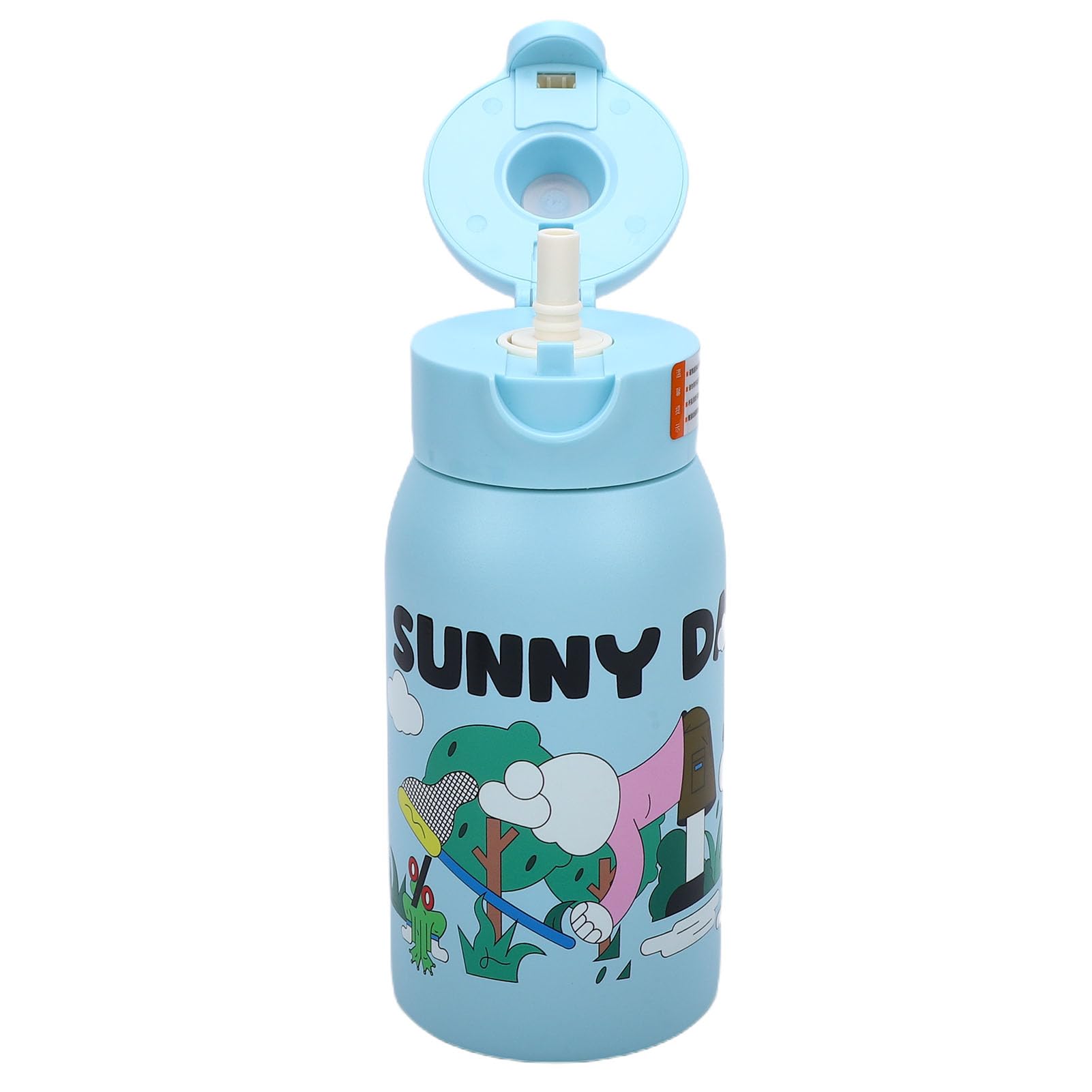 Borraccia Termica da 500 Ml, Borracce Sportive in Acciaio Inossidabile con Impronta Digitale Sbloccabile con Tracolla, per Bevande Calde e Fredde, per Sport, Viaggi e Scuola, Blu