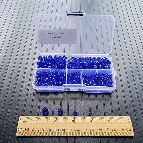 Image of Sapphire Blue Rondelle Glass Beads for Jewelry Making, Faceted Briolette Crytal Spacer Beads for Bracelet Necklace Earring (2mm 4mm 6mm 8mm 10mm Mixed Sizes, 1000pcs)