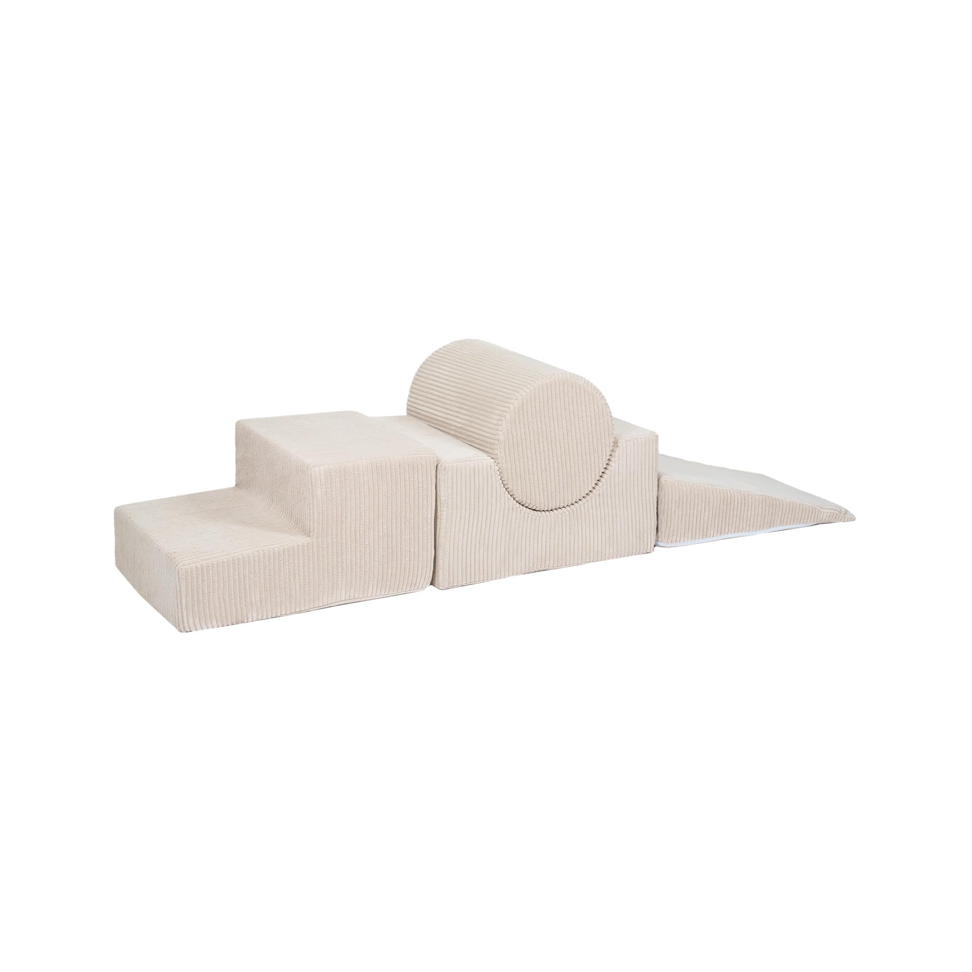 MEOWBABY 4-Elements Soft Foam Blocks Playset - Plac zabaw dla niemowląt i małych dzieci, klocki wspinaczkowe, Kord, Ecru
