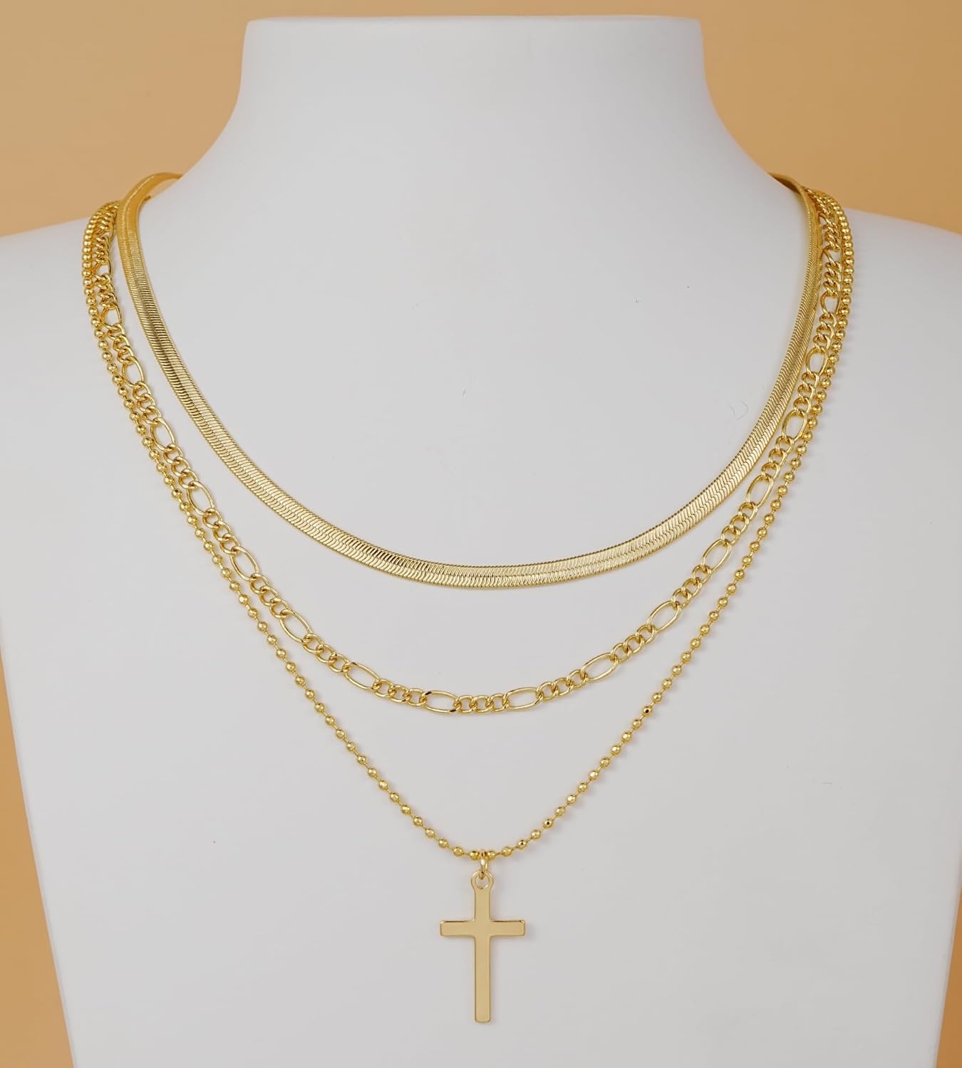 YEEZII Layered Gold Necklaces for Women Trendy, 3 Pcs 14K Gold Plated Choker Paperclip Box Chain Necklace, Stackable Women's Gold Pendant Necklaces Jewelry Set - Image 8