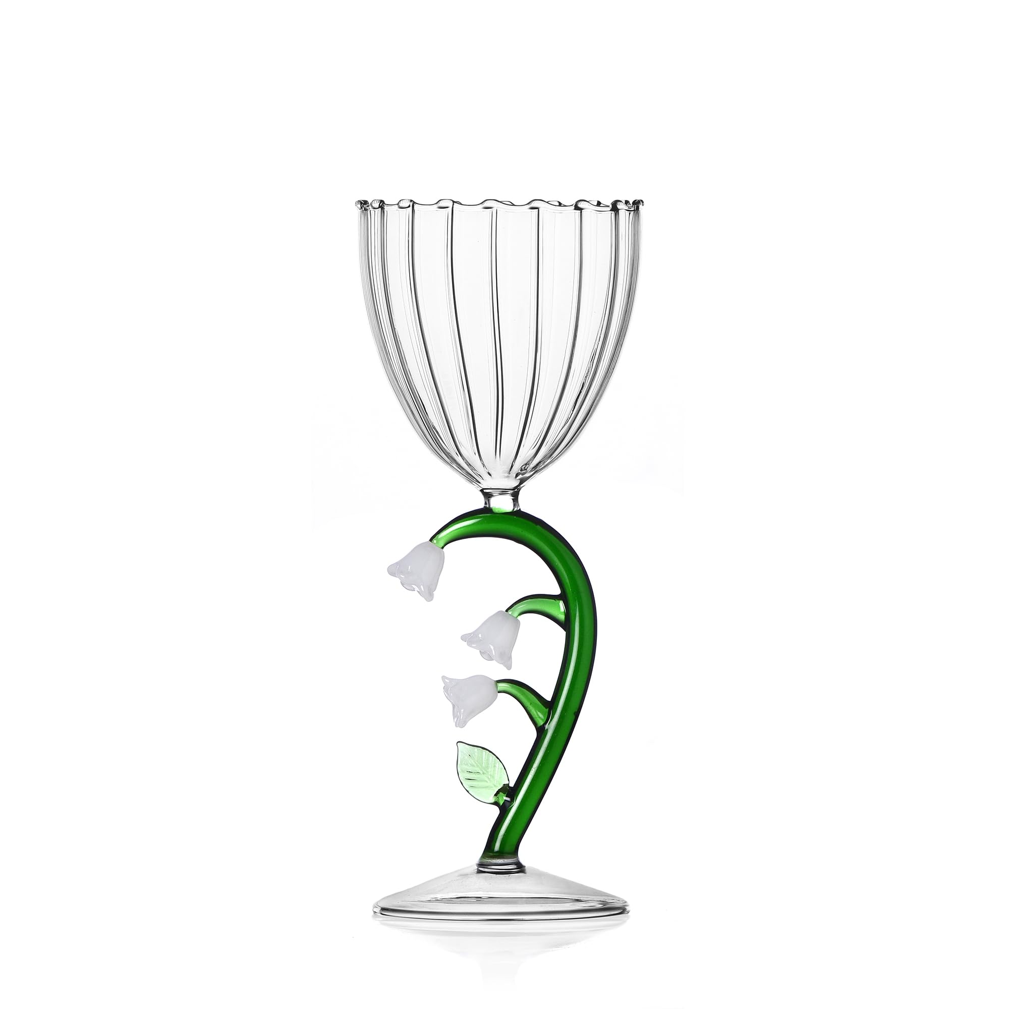 Ichendorf Milano Botanica Collection Optical Glass White Flower 28 cl Borosilicate Glass Handmade