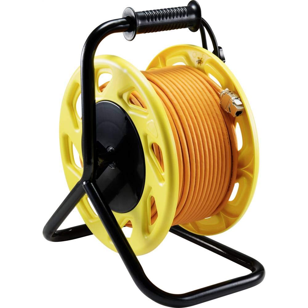 Renkforce RJ45 réseau informatique Enrouleur de câble CAT 7a S/FTP 50.00 m orange rond
