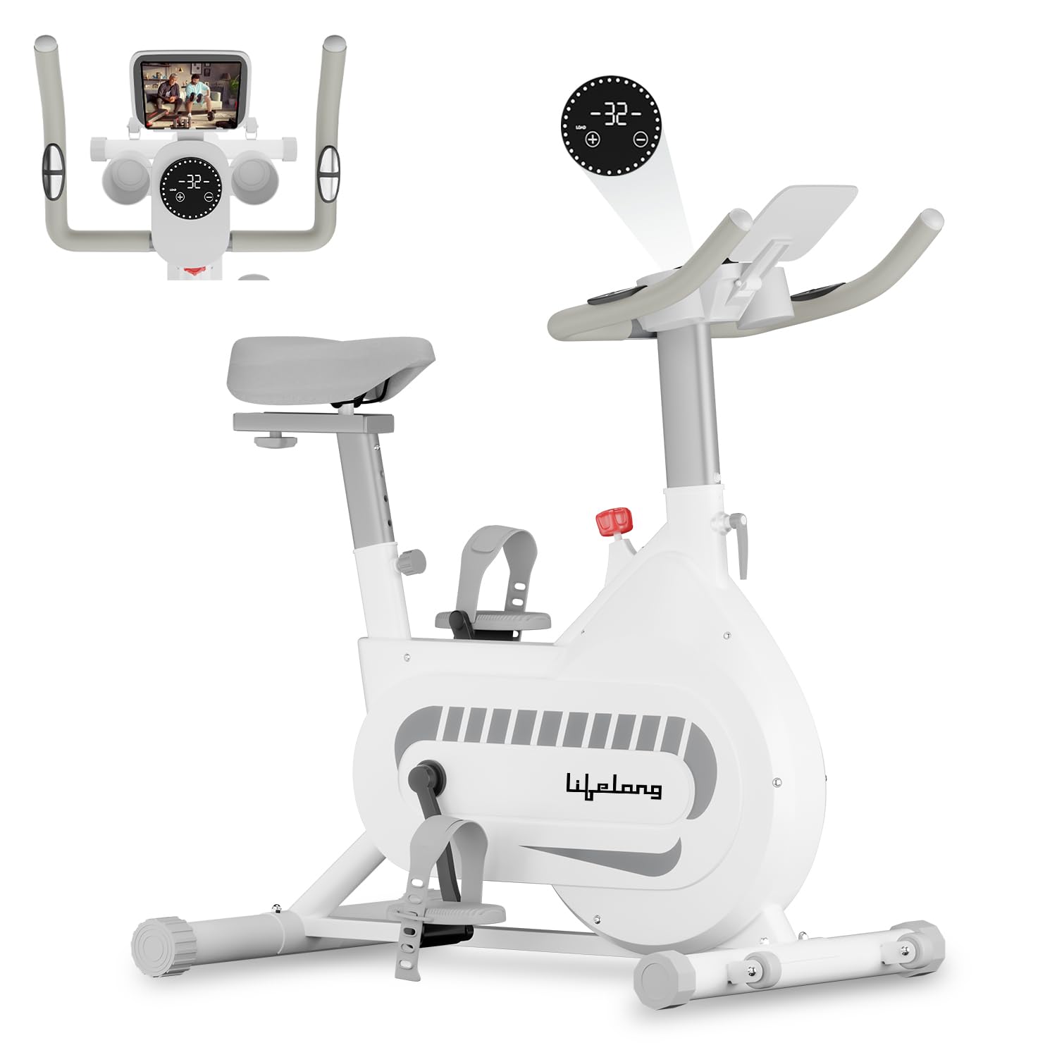 Lifelong Fit Pro Spin Fitness Bike | 8Kg Flywheel | Adjustable Resistance & Heart Rate Sensor | Quiet Belt-Driven System | Touch LED Screen Display| Steel Frame | Home Workout & Cardio | Max Weight 120Kg-image-16