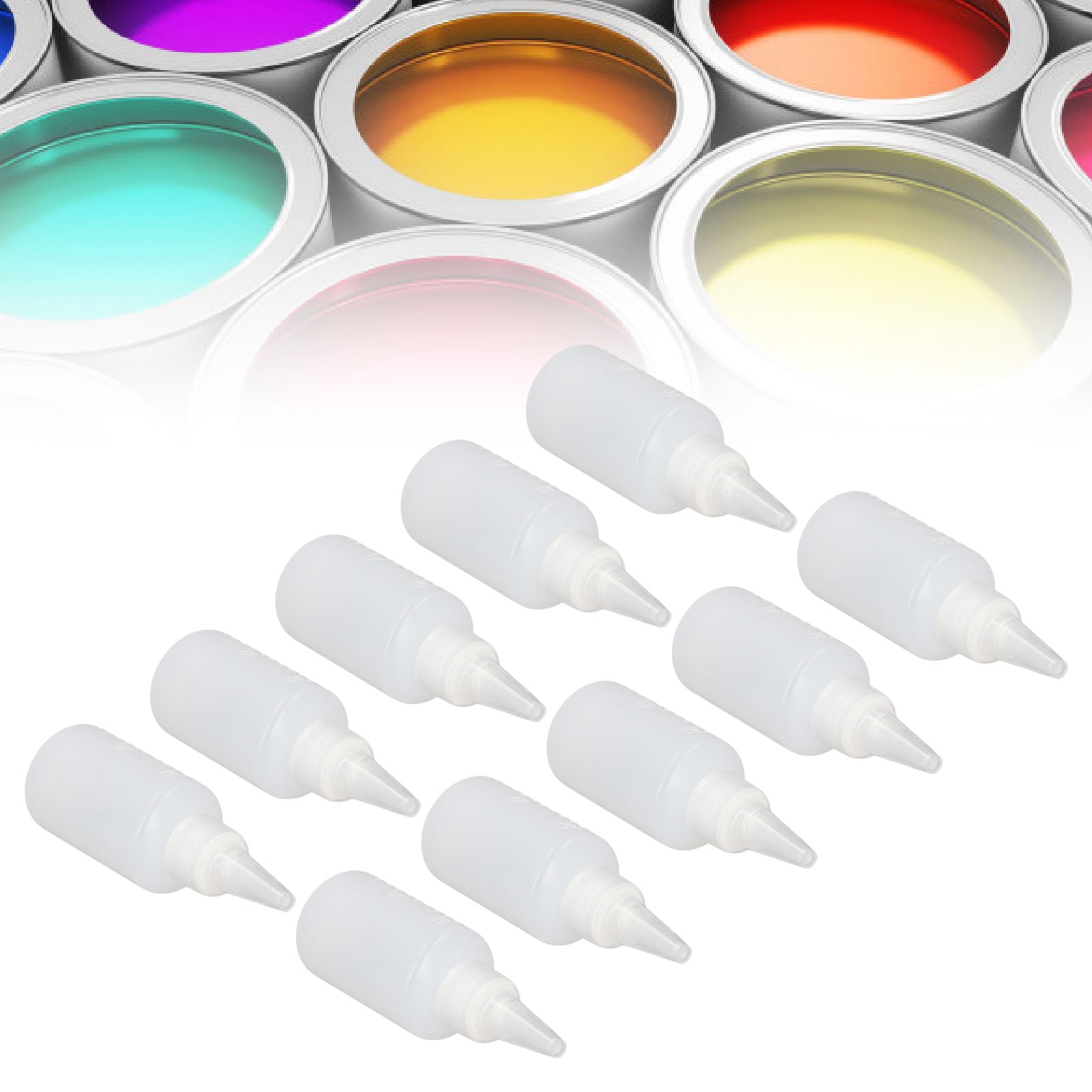 AYNEFY 100PCS 50ml Empty Squeeze Bottles Plastic Dropping Bottles Liquid Dispensing Containers with Pointed Nozzle for Dye Oil Ink