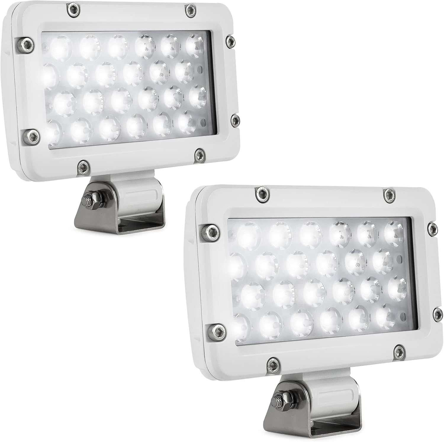 Five Oceans FO3912-M2 Spreader LED Flood Light, Spotlight, Cool White, Cast Aluminum White Housing, Stainless Steel Mounting Bracket, Easy Installation, 2400 Lumens, Waterproof IP67, 2-Pack : Sports & Outdoors