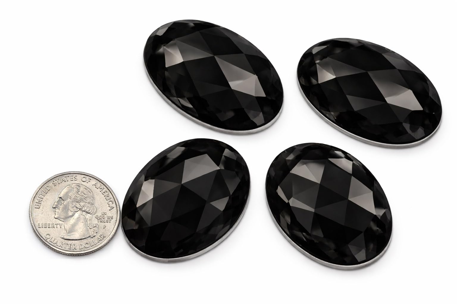 Allstarco 40x30mm (1-9/16x1-3/16) Jet Black Oval Acrylic Gems, 4 PCS — image 1