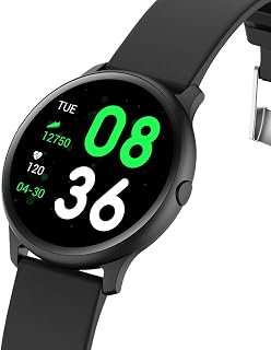 BASICF Fitness Tracker, Activity Tracker Fitness Watch with Music Camera Control, Incoming Call,Waterproof Smart Watch with Stopwatch, Calorie Counter(Black) Women's Smart Watch
