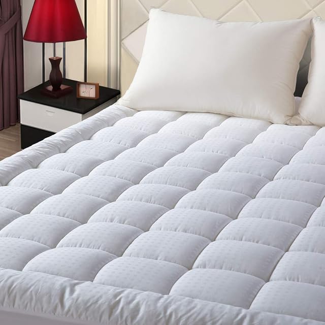 EASELAND Double matelass Pad, extra épais de refroidissement oreiller haut de matelas Topper 400TC Top en coton, 8-21"Poche profonde, Respirant et Refroidissant,Machine lavable, Durable Design quilté(39x75 Pouces)