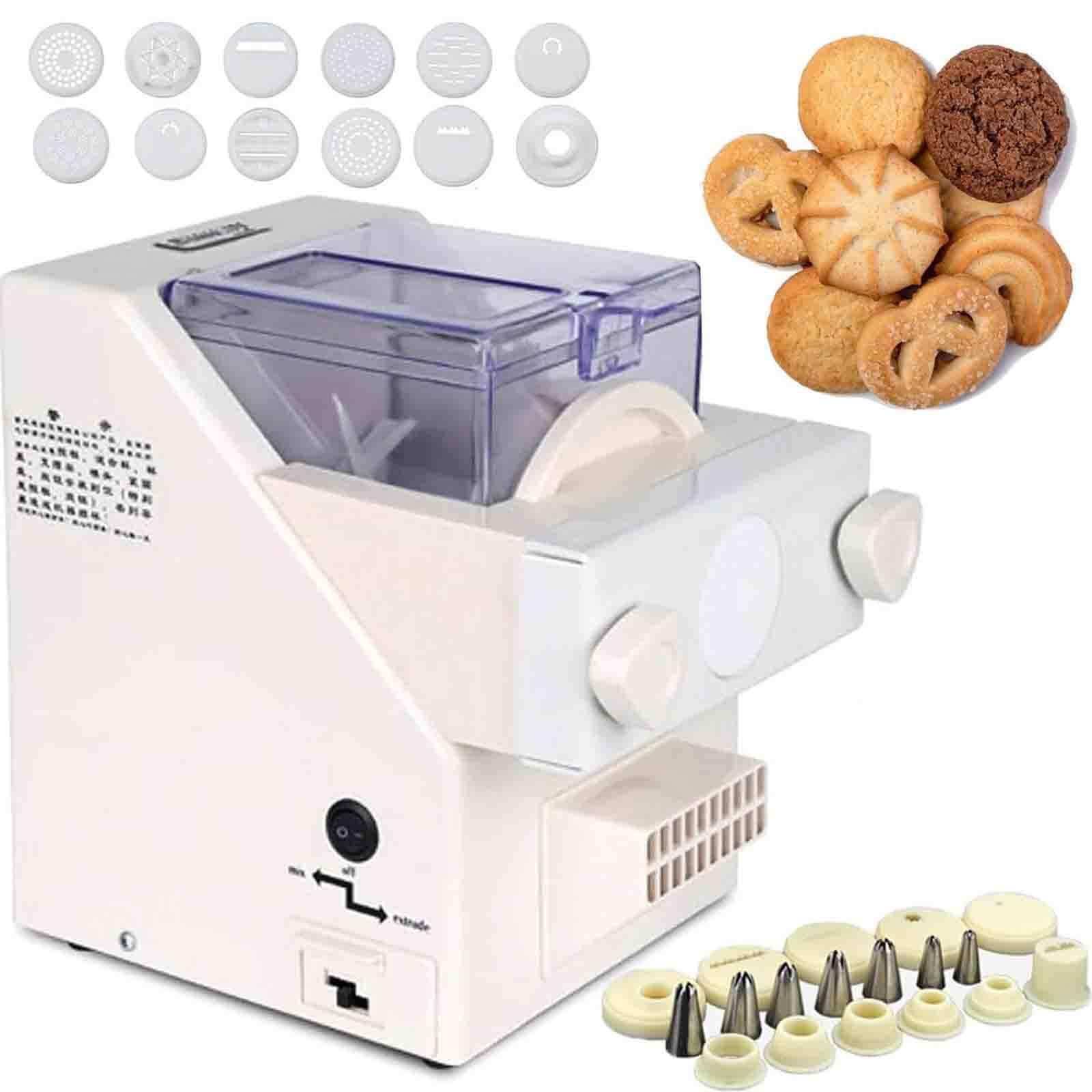 PixCy Machine à Biscuits électrique,Appareil à Biscuits,8 Buses variées + 6 moules, Vitesse 50-60rpm pour pressage Rapide,pour préparer des Snacks Quotidiens et Biscuits de fête