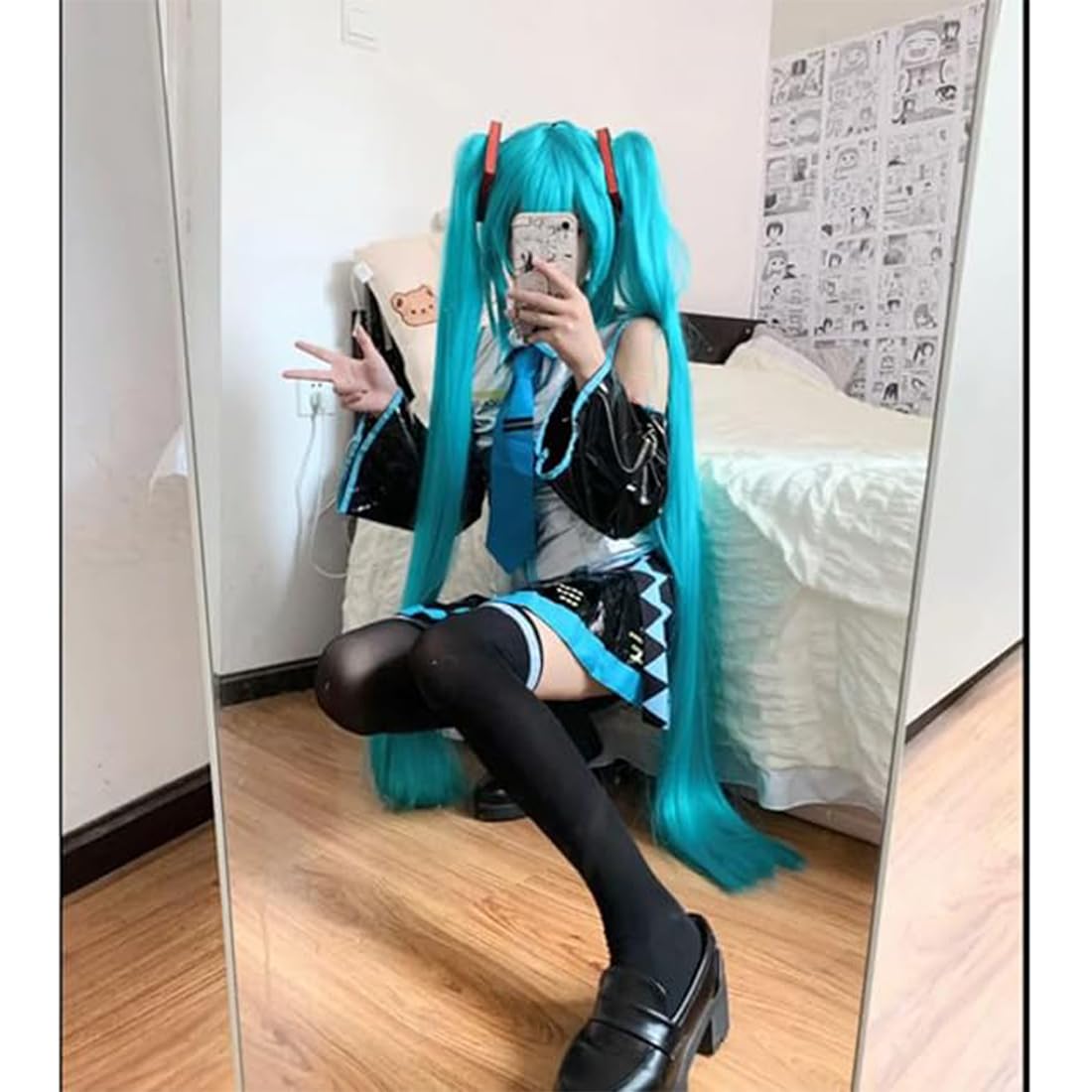 AKTOTO Anime Cosplay Costume Women Halloween Cosplay Full Set Of Uniforms with Wigs Ponytail Braid