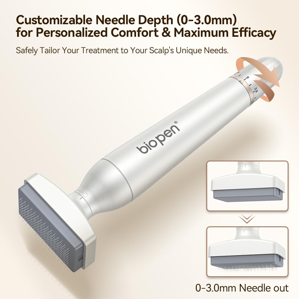 CHUSE Bio Pen BIO4 Derma Stamp - Timbro per microneedling per pelle, viso, capelli, cuoio capelluto e barba, strumento per microneedle Dermastamp con 2 testine di ricambio, set di timbri per