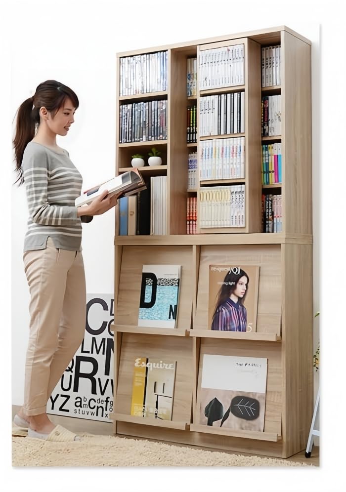 Amazon｜扉付オシャレ本棚 フラップ扉×スライド 2個セット 隠す収納 