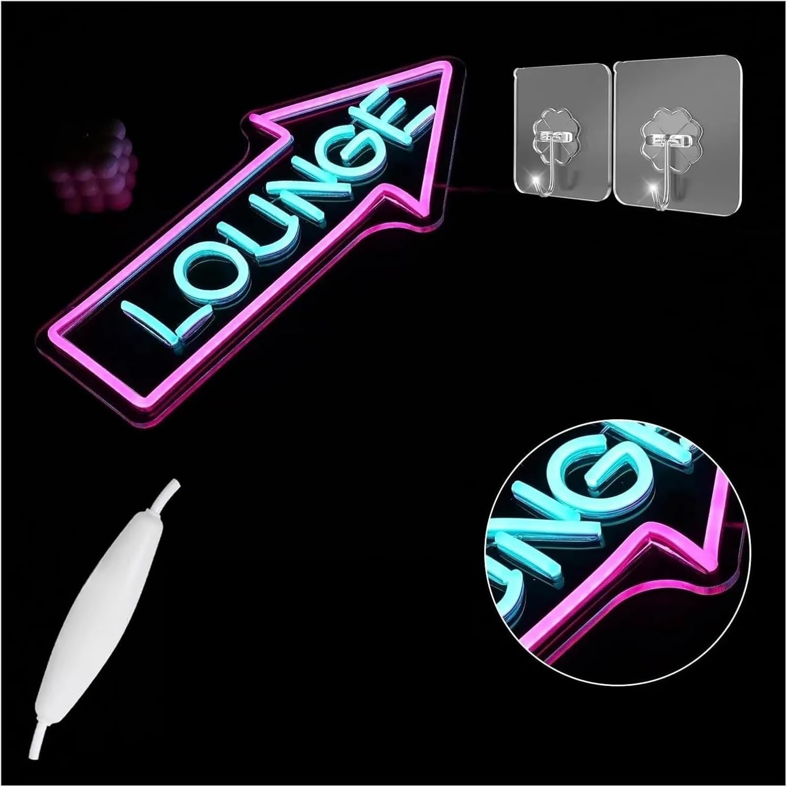 Lampada al neon Insegna luminosa al neon con la scritta Lounge utilizzata per decorazioni murali di uffici, hotel e bar, 21,8×42 cm