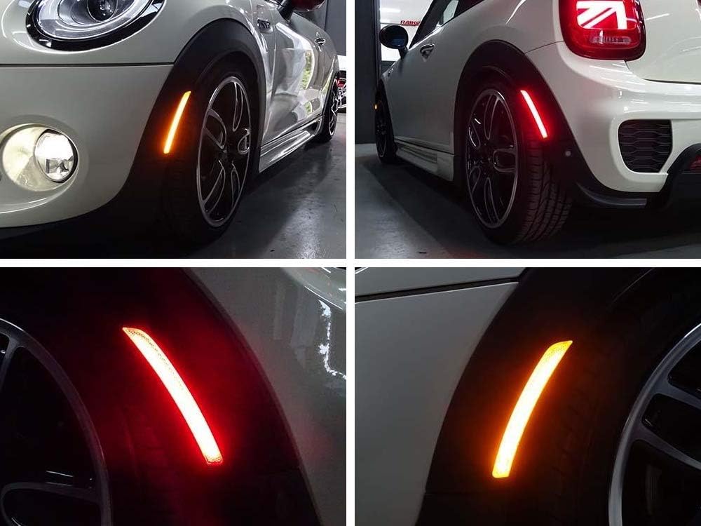 iJDMTOY Smoked Lens Amber/Red Full LED Side Marker Light Kit Compatible With Gen3 MINI Cooper F55 F56 F57, Powered by Total 160-SMD LED, Replace OEM Sidemarker Lamps