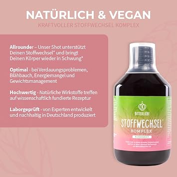 BitterLiebe Metabolism * Shot - Milk Thistle Artichoke Dandelion and L Carnitine to Accelerate Metabolism * - Metabolism Treatment * with Zinc Choline and Bitter Substances