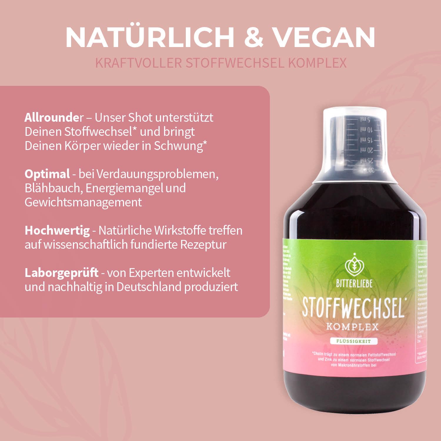 BitterLiebe Stoffwechsel * Shot - Mariendistel Artischocke Löwenzahn und L Carnitin zum Stoffwechsel beschleunigen * - Stoffwechselkur * mit Zink, Cholin und Bitterstoffe