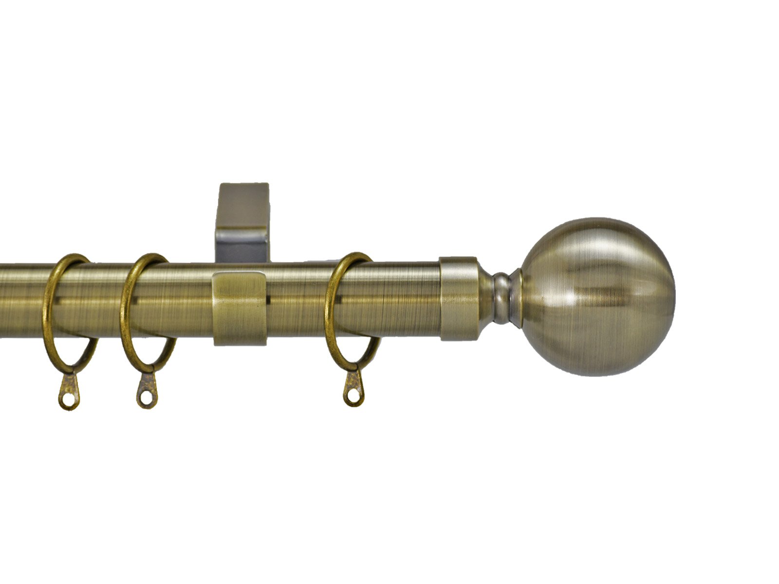 Your Home Online Quality Heavy Duty 28Mm Metal Curtain Pole Rings Rods 50Mm Metal Finials (Antique Brass, 1.5M)