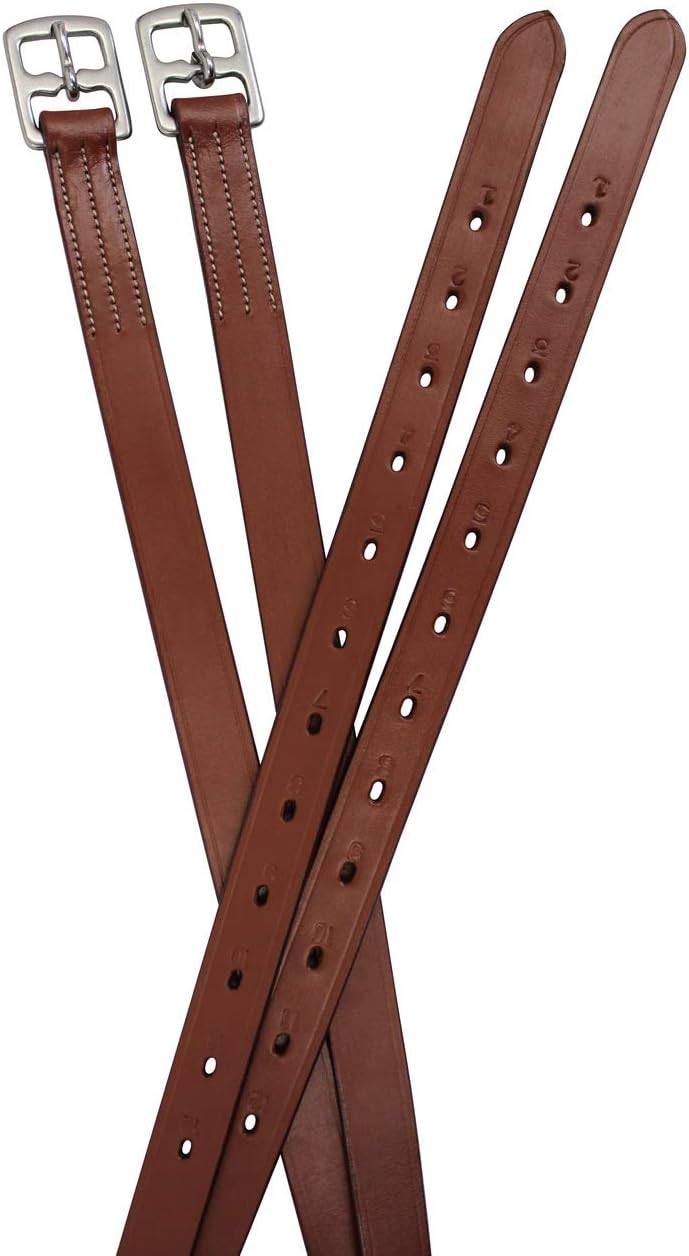Soft Leather Stirrup Leathers with Stainless Steel Hardware, These 1" Wide Leathers Come with a One-Year Warranty.-Pair