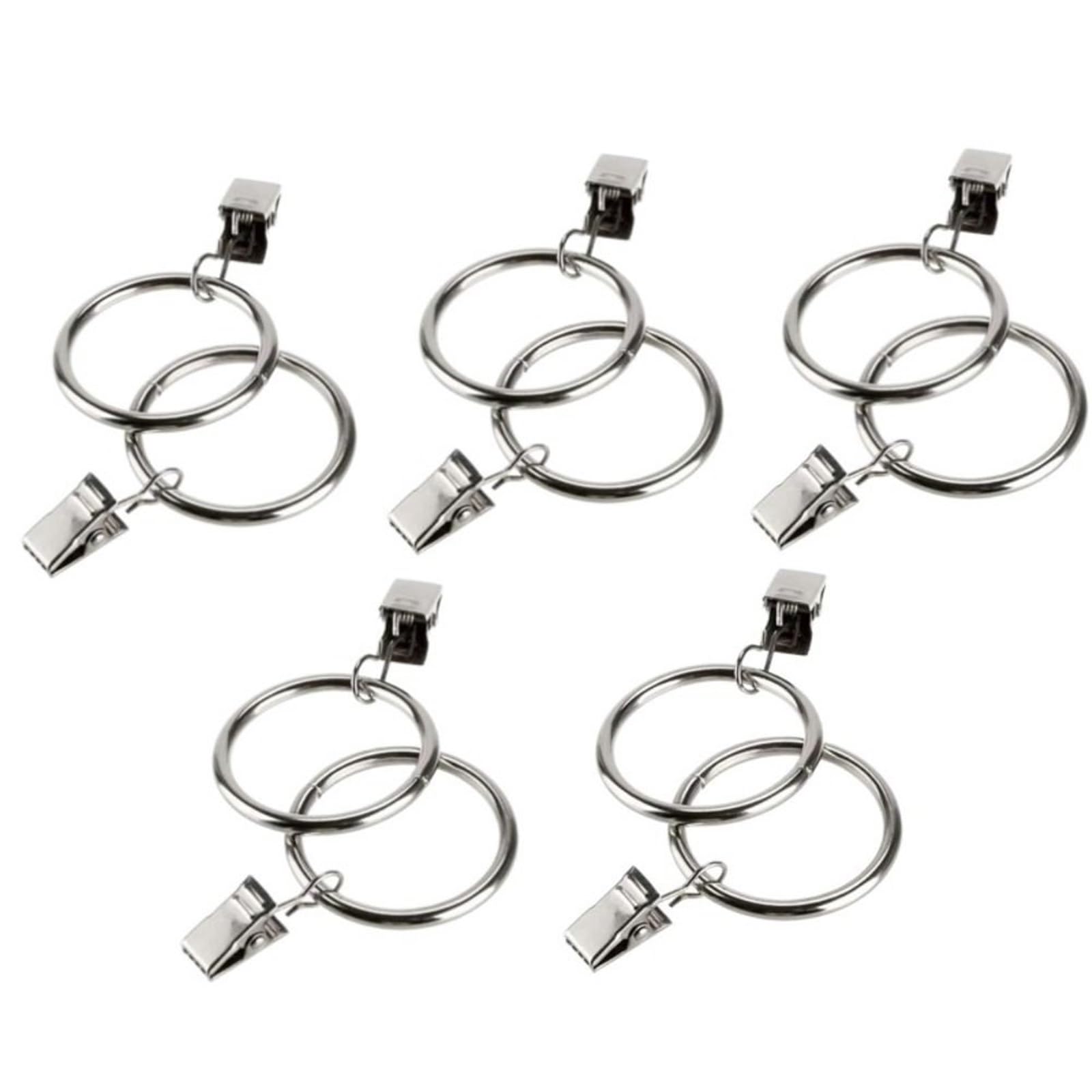 40 Uds Anillos de Cortina Clips Anillo Colgante Metal con Clip for Ropa Hebillas para Cortinas Y Barras De Cortina(Black,3.0X32mm)