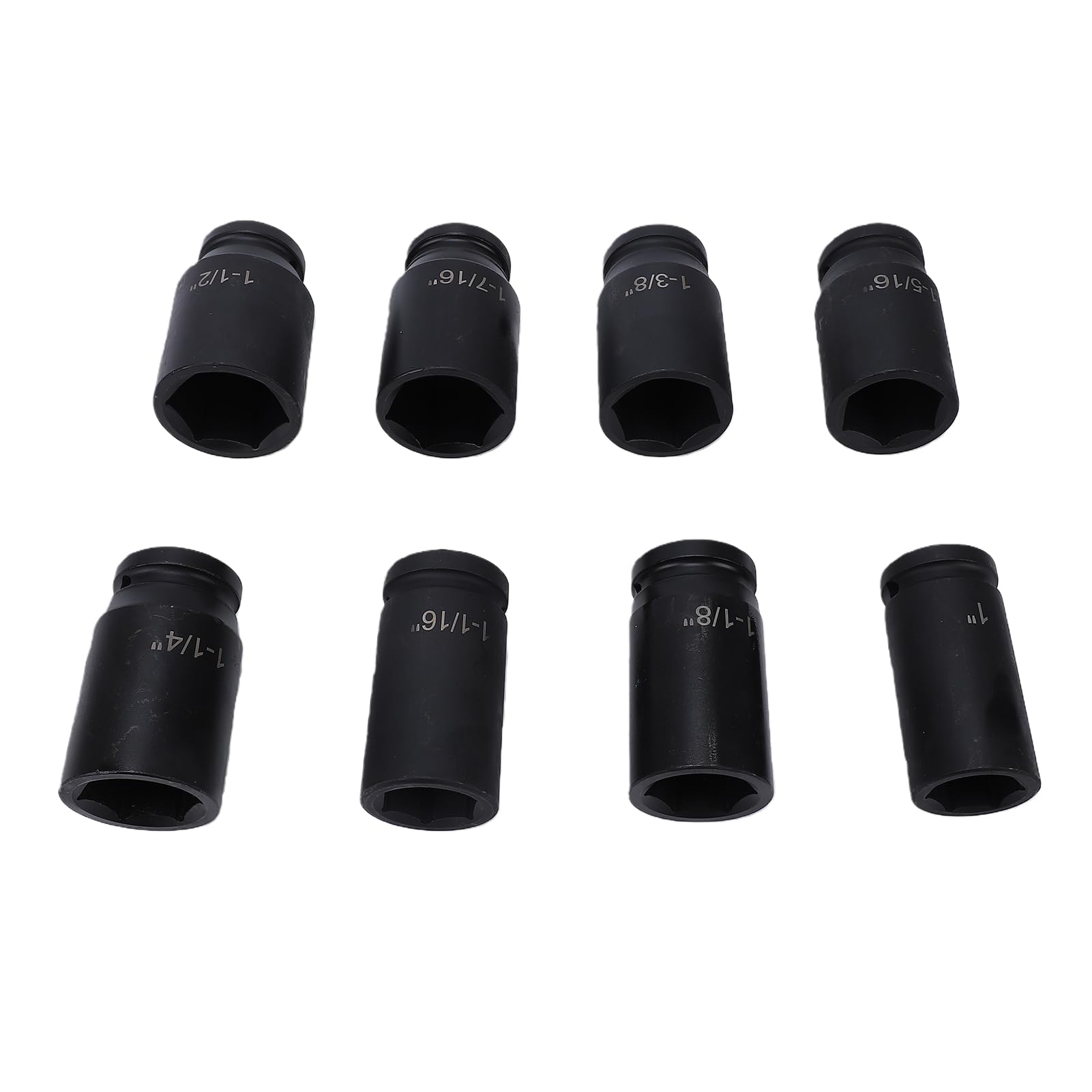 Tbest Set di Bussole a Impatto Bussola per Dado con Presa per Dado con Capocorda | 8 pz 3 4 pollici drive SAE 1 pollici a 1 1 2 in profondità 6 punti CrMo Heavy Duty con nero fosfatato per riparazione auto