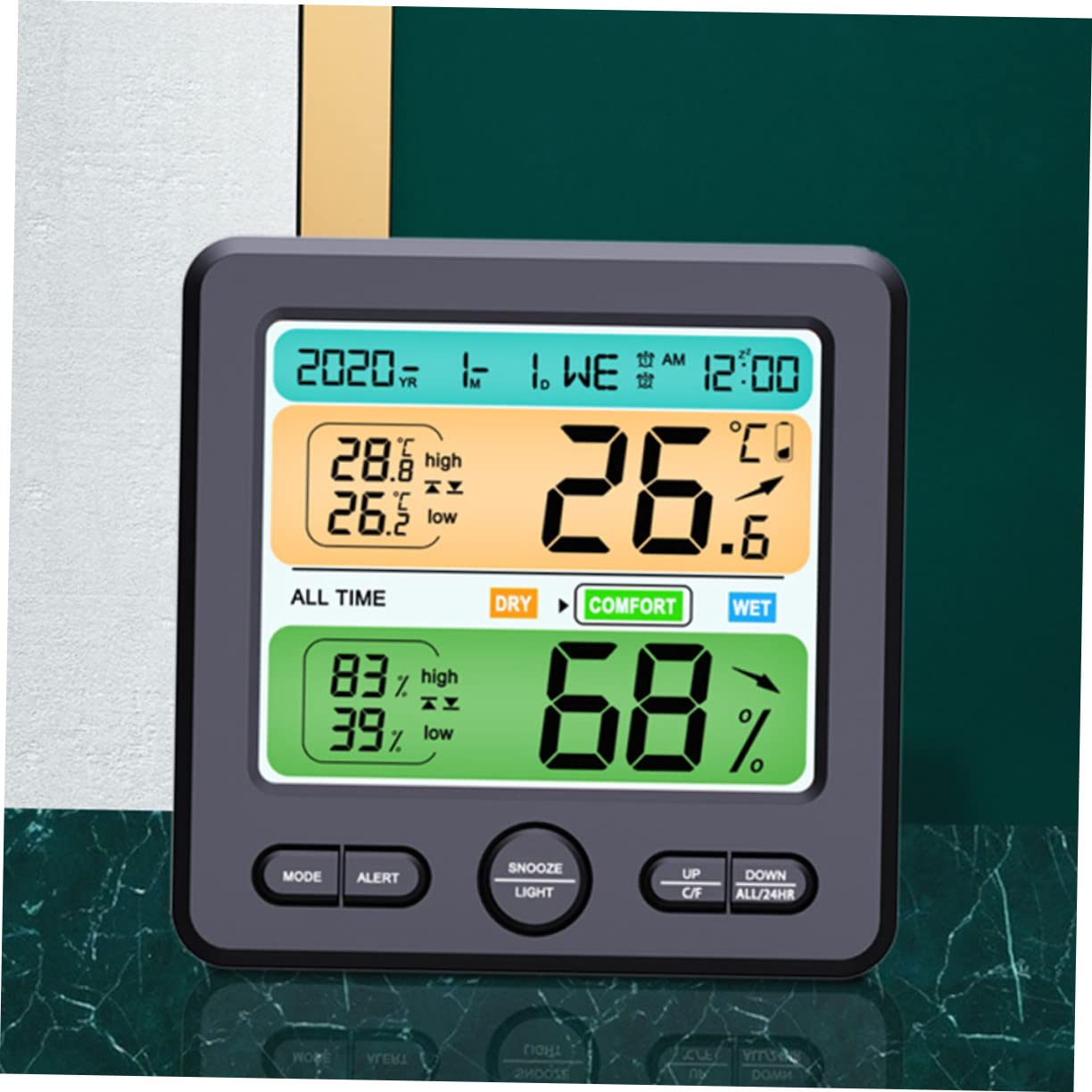 Reloj Termómetro e Higrómetro Pantalla Digital Medidor De Humedad y Temperatura Para Casa