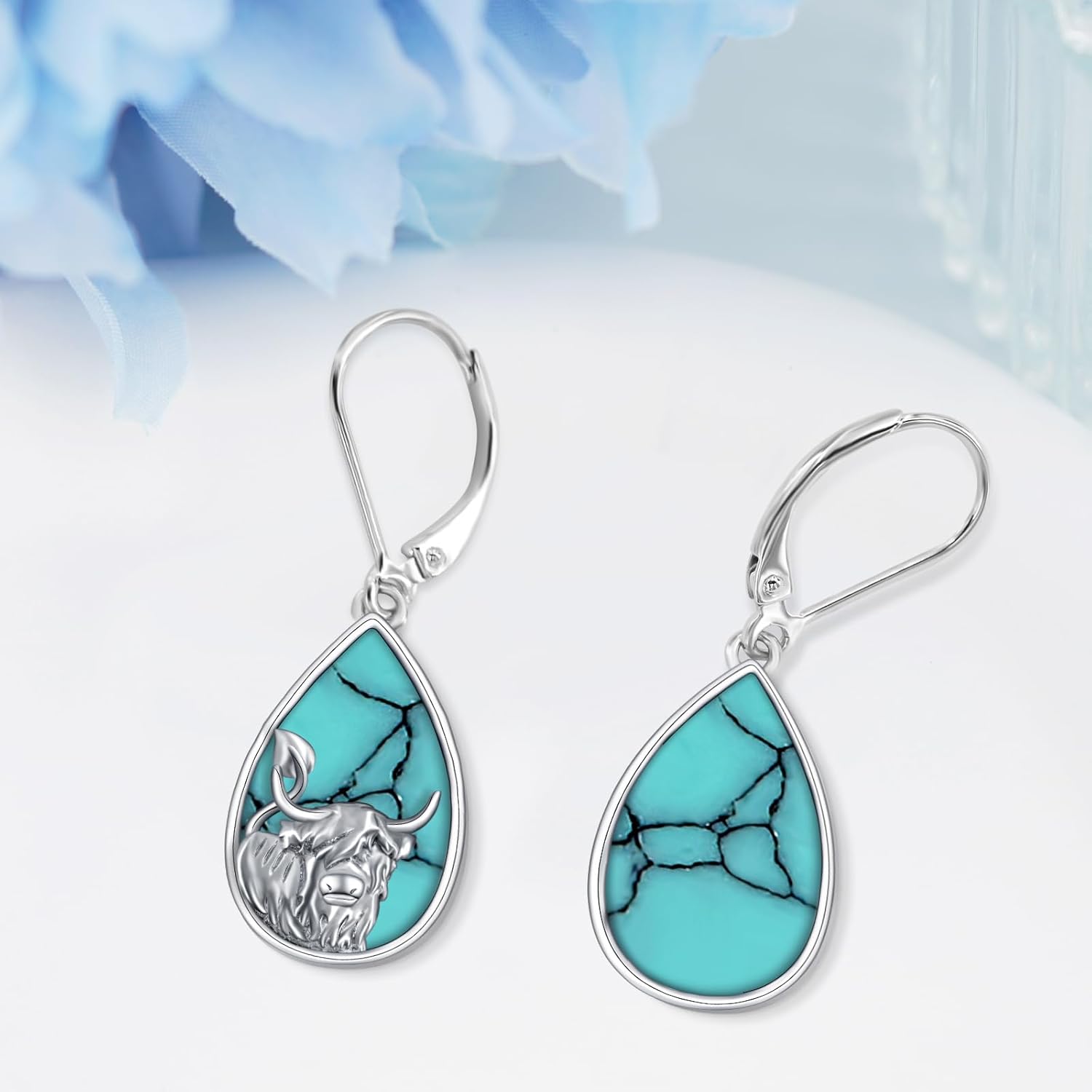Western Highland Cow Earrings 925 Sterling Silver Cow Earrings Cute Animal Jewelry Gifts for Women