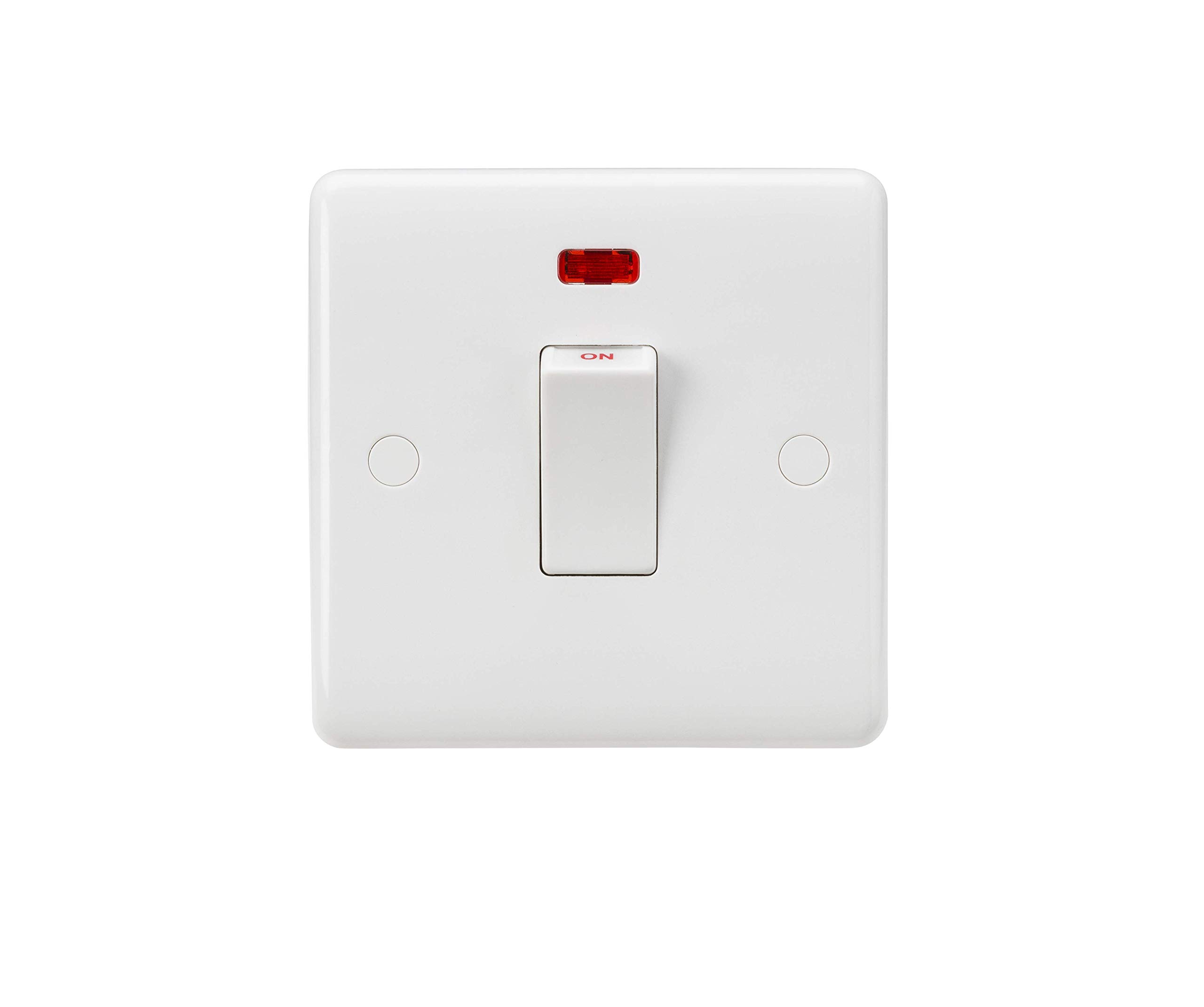 KnightsbridgeCU8332 Curved Edge 45 A DP Switch, 230 V, White