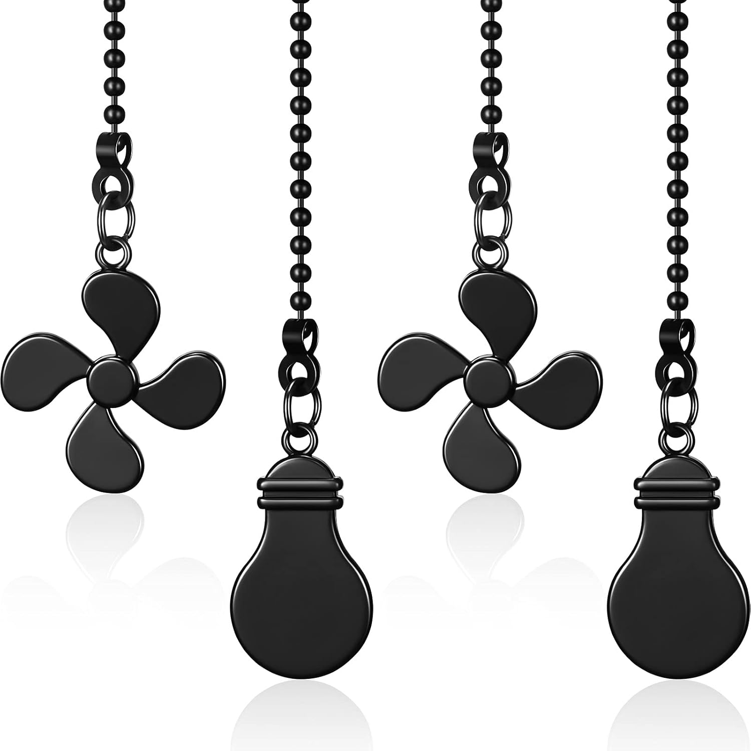 Ceiling Fan Pull Chain Fan Extension Chain Fan Chain Pulls Decorative 12 Inch Ceiling Fan Chain Extension Chain Extender Ornament with Fan and Light Bulb Chain Connector (4, ORB Color) - - 