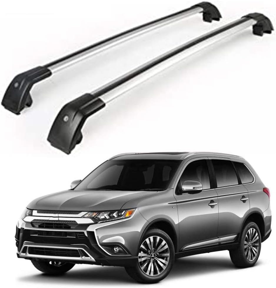 Fit for Mitsubishi Outlander 2013-2018 Lockable Baggage Luggage Racks Roof Racks Rail Cross Bar Crossbar - Silver
