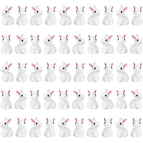50Pcs Mini Rabbits Figurine Fairy Garden Miniature Ornaments