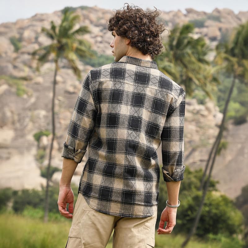 Image of CAHOOT Men's Shirt for Casual Wear | Spread Collar | Long Cuffed Sleeves | Button Closure | Shirt Crafted with Comfort Fit for Everyday Wear