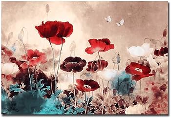 花 絵画 ポスター （大きいサイズ） Amazon.co.jp: Potooart 植物 お花 ポスター キャンバス絵画 花の絵