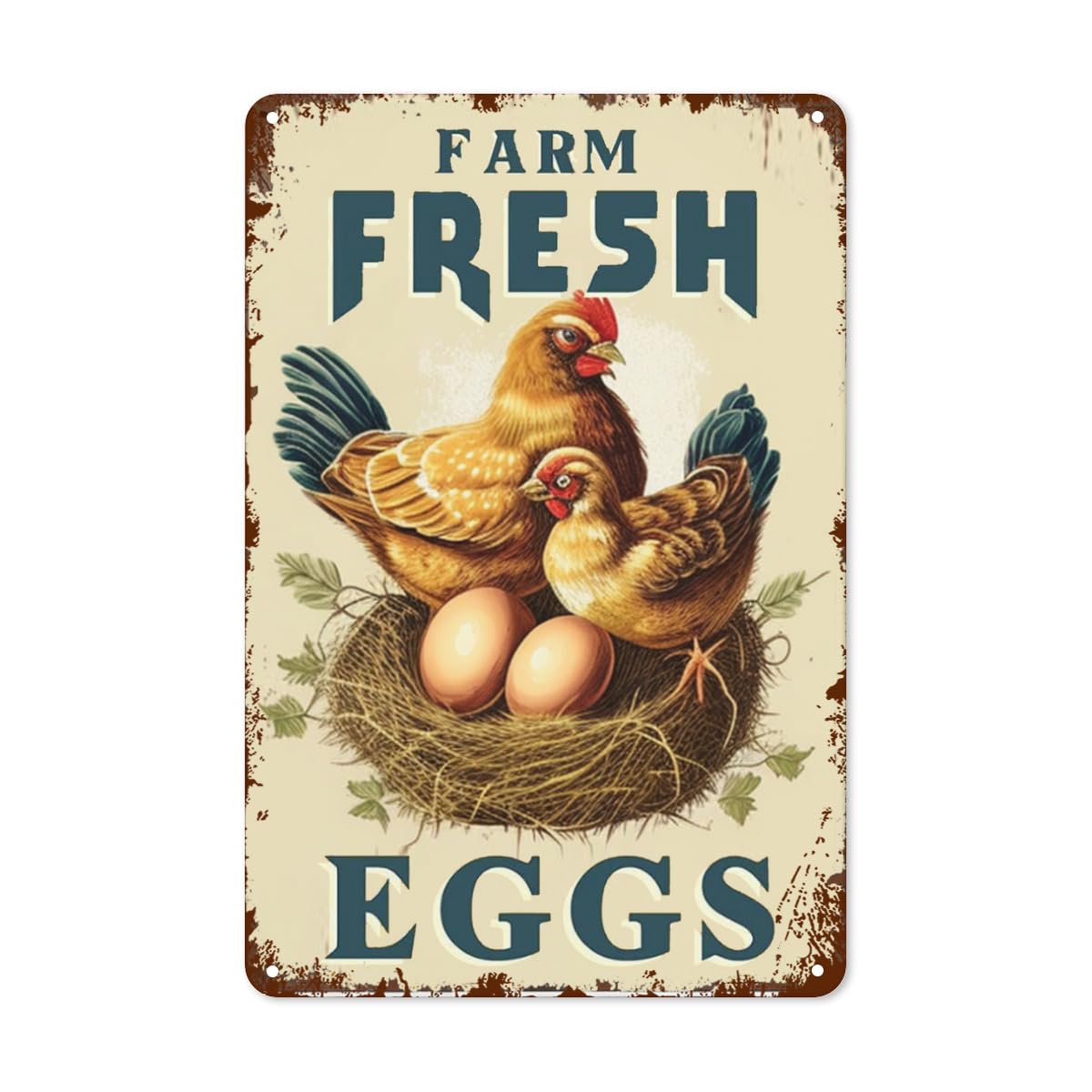 farm fresh eggs, chickens nest, 7.87x11.81IN